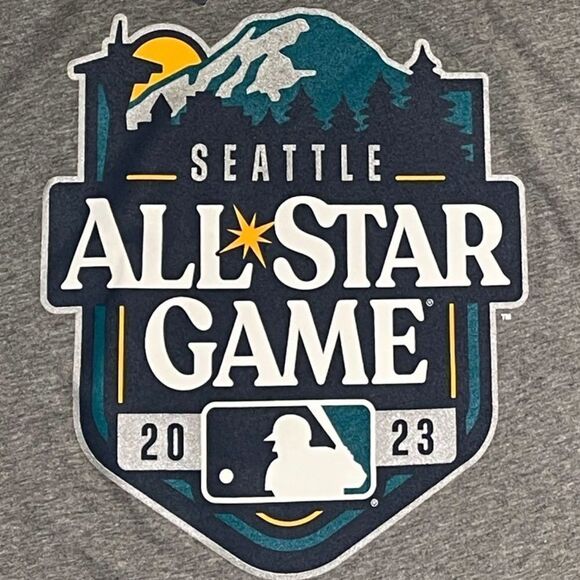 Majestic 2023 MLB Seattle All Star Game Logo T-Shirt Gray | NWT Size Large - Picture 2 of 5